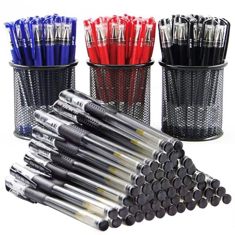 Bộ 15 bút bi nước viết êm tay không lem mực ra tay, bút bi giá rẻ sẵn 3 màu đen xanh đỏ, đồ dùng văn phòng phẩm cho học