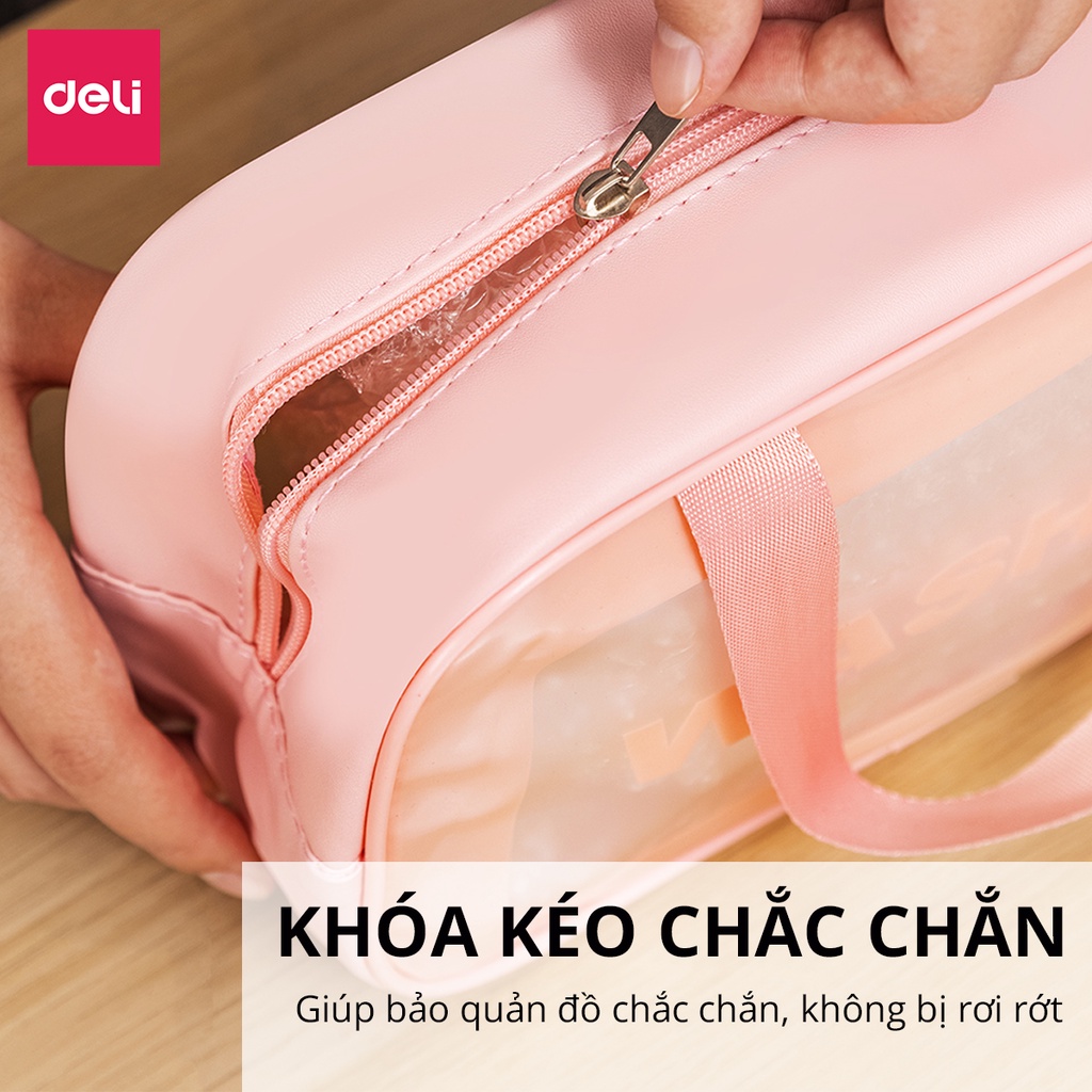 Túi đựng mỹ phẩm chống nước Agnite màu Hồng, túi WASHBAG tiện lợi đi du lịch, hoạt động ngoài trời - VS643-646