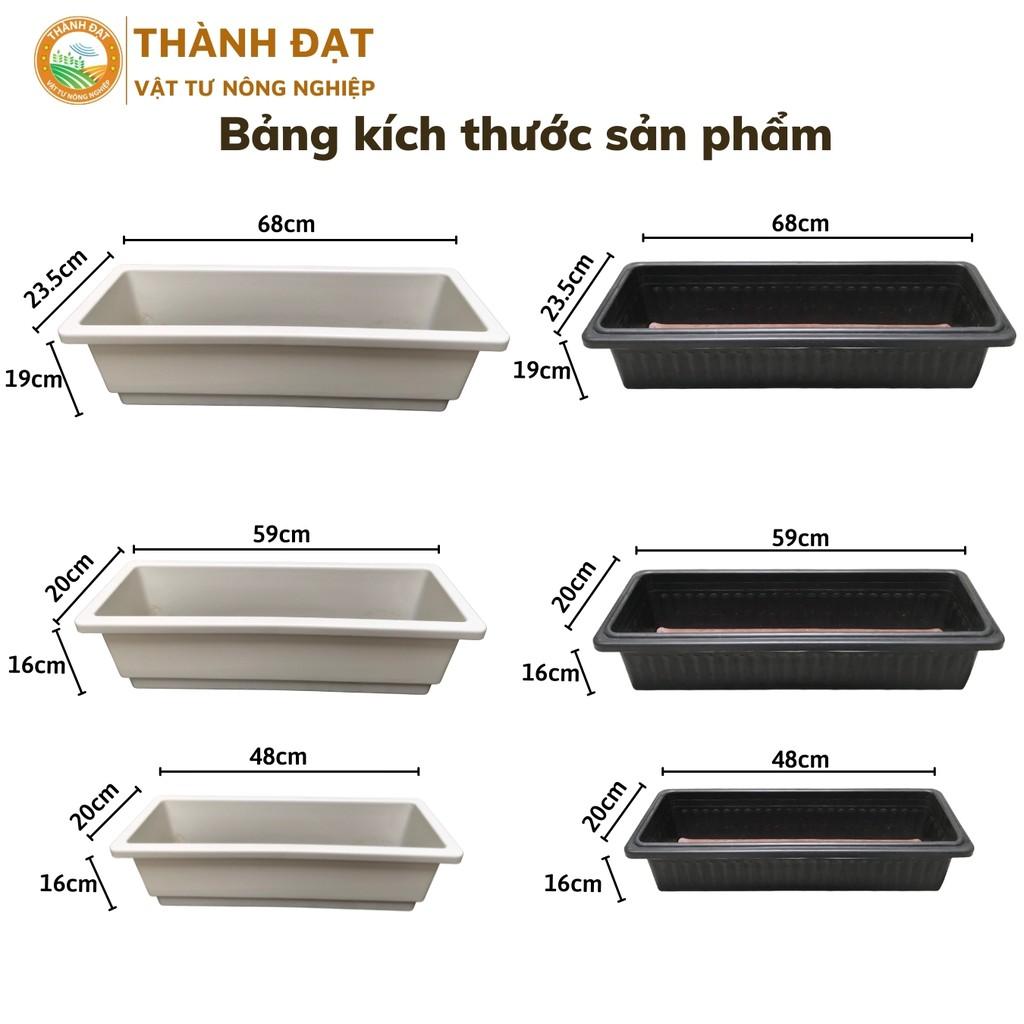 Hình ảnh Chậu trồng hoa, trồng rau, trồng cây cảnh, chậu nhựa hình chữ nhật thông minh 3 kích thước 2 màu sắc trắng đen