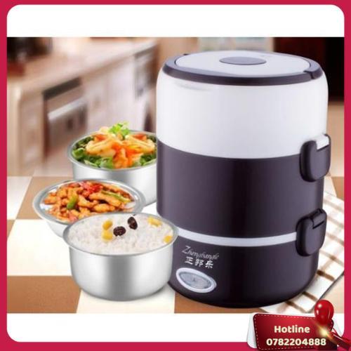 Hộp Đựng Cơm Văn Phòng Cam Dien , Cặp Lồng Hâm Nóng Cơm Inox Cắm Điện 3 Tầng - Miễn Phí Vận Chuyển