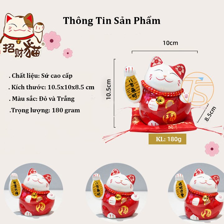 Mèo Thần Tài May Mắn Cao 11cm Có Kèm Mệm Lót Để Bàn