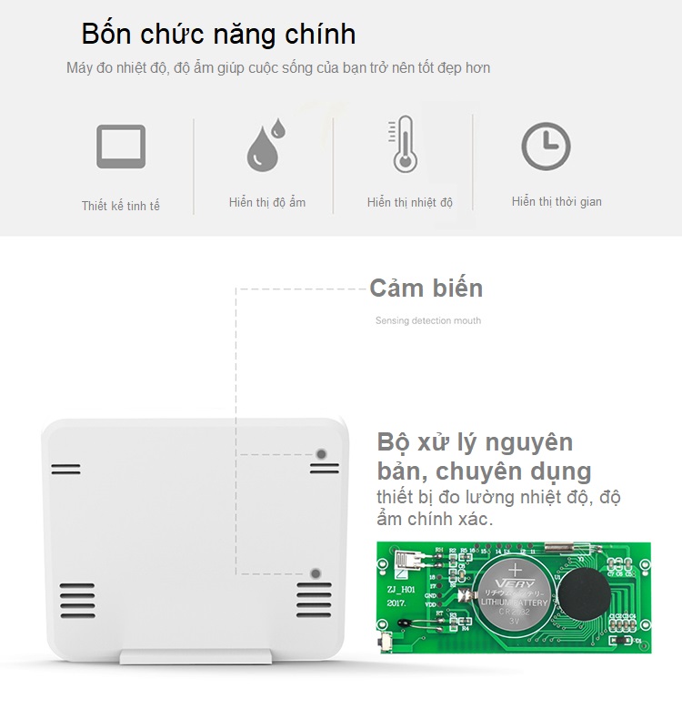 Nhiệt Ẩm Kế Tự Động. Thiết Kế Nhỏ Gọn, Tinh Tế