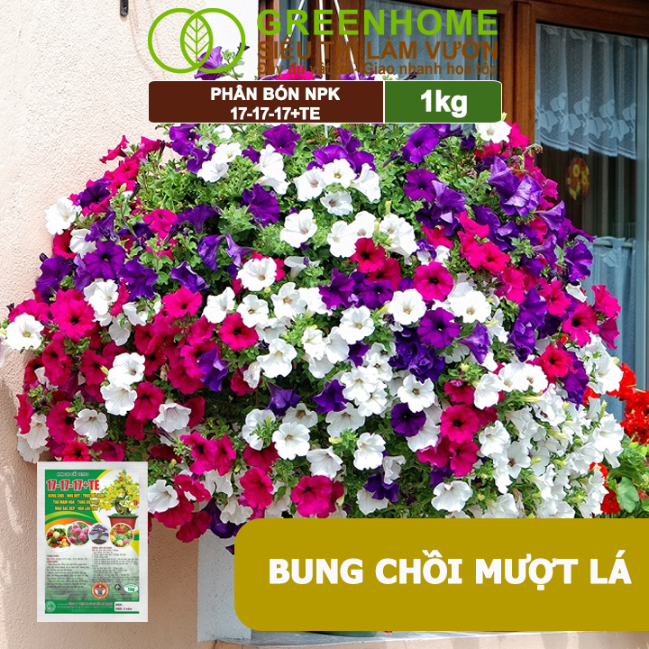 Phân Bón NPK 17-17-17+TE, Greenhome, Gói 1kg, Bung Chồi Đọt, Thúc Nút Kim, Tạo Mầm Dưỡng Hoa
