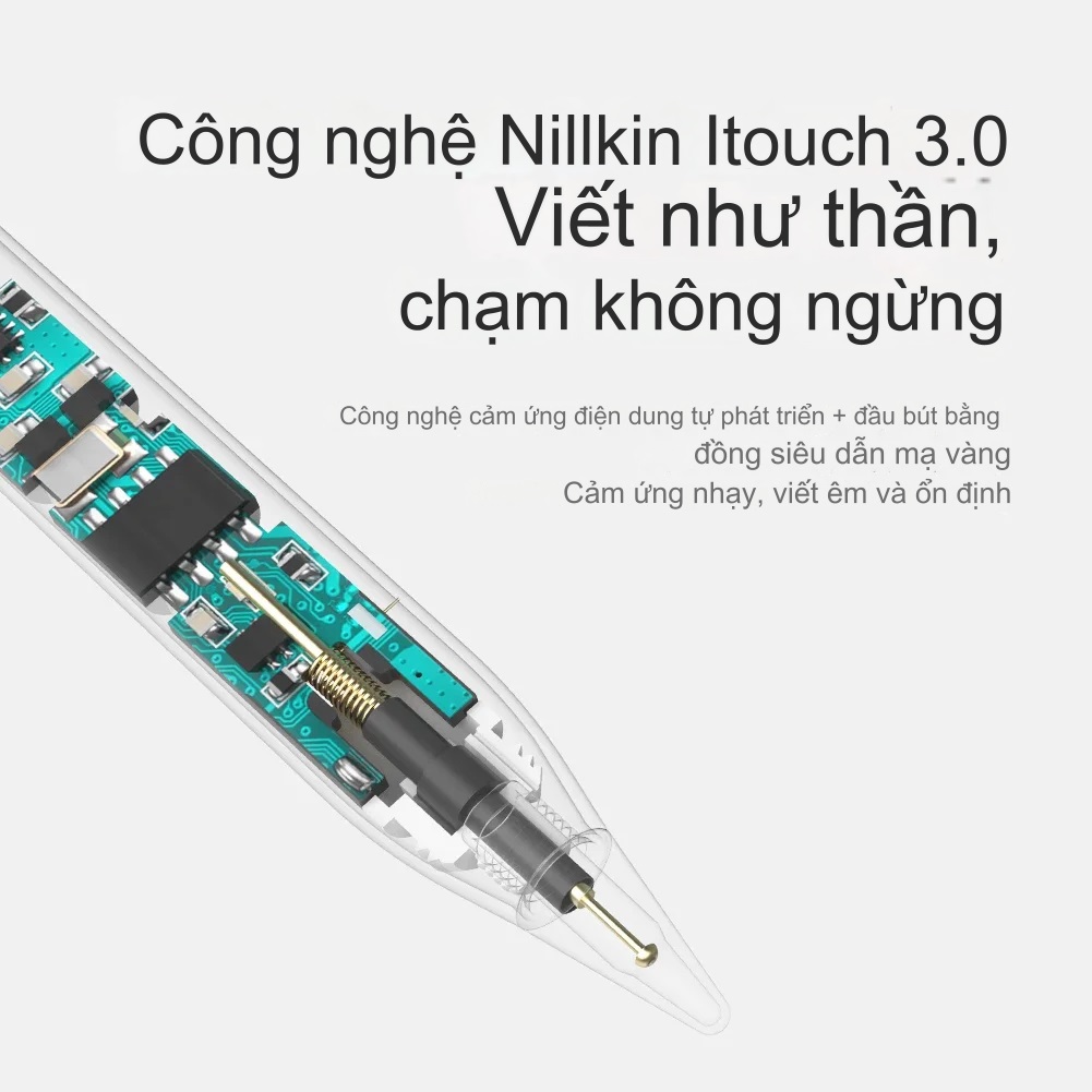 Bút cảm ứng hỗ trợ tì tay không độ trễ mượt mà ổn định Nillkin iSketch S3 iPad Air Pro 11 12.9 13 Air 4 5 6 2018 10.2 - Hàng nhập khẩu
