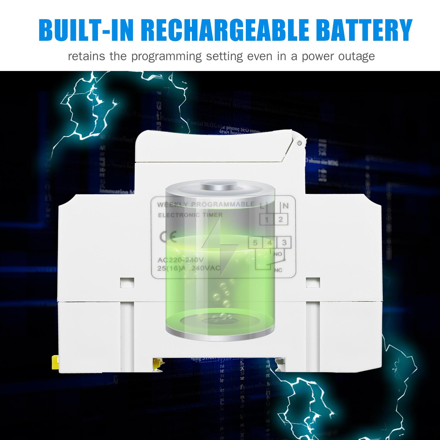 THC15A Digital LCD Power Programmable Timer Switch Relay 16A Amp Electronic Weekly 7 Days 16 On & Off Relay Timer