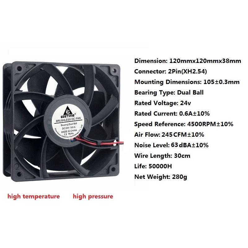 1Pcs Gdstime 11mm x 38mm Ball Bearing 14-Volt PC Cooler 11cm Motor Cooling Fan 14V 0.6A High Speed High Temperature 1Pin 1138
