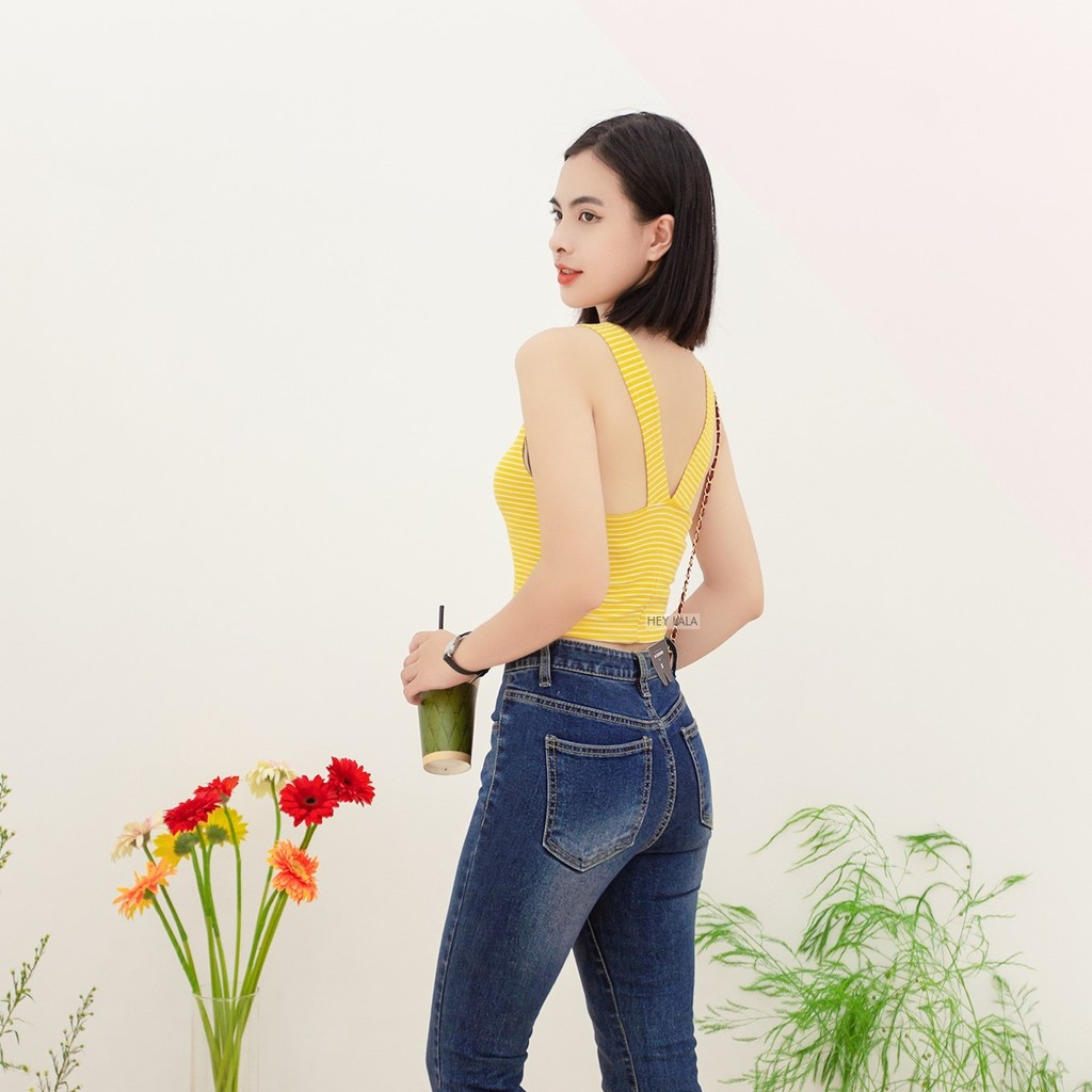 Áo ba lỗ kẻ ngang chất liệu cotton