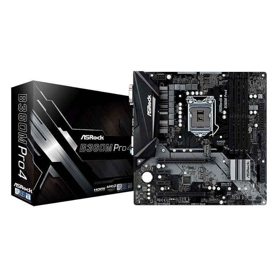 Bo Mạch Chủ Mainboard ASRock B360M Pro4 Socket 1151 - Hàng Chính Hãng