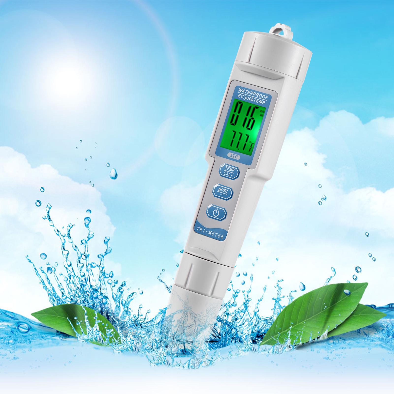 New Professional 3 in 1 Multi-parameter Water Quality Tester Monitor Portable Pen Type pH & EC & TEMP Meter Acidometer Water Quality Analysis Device