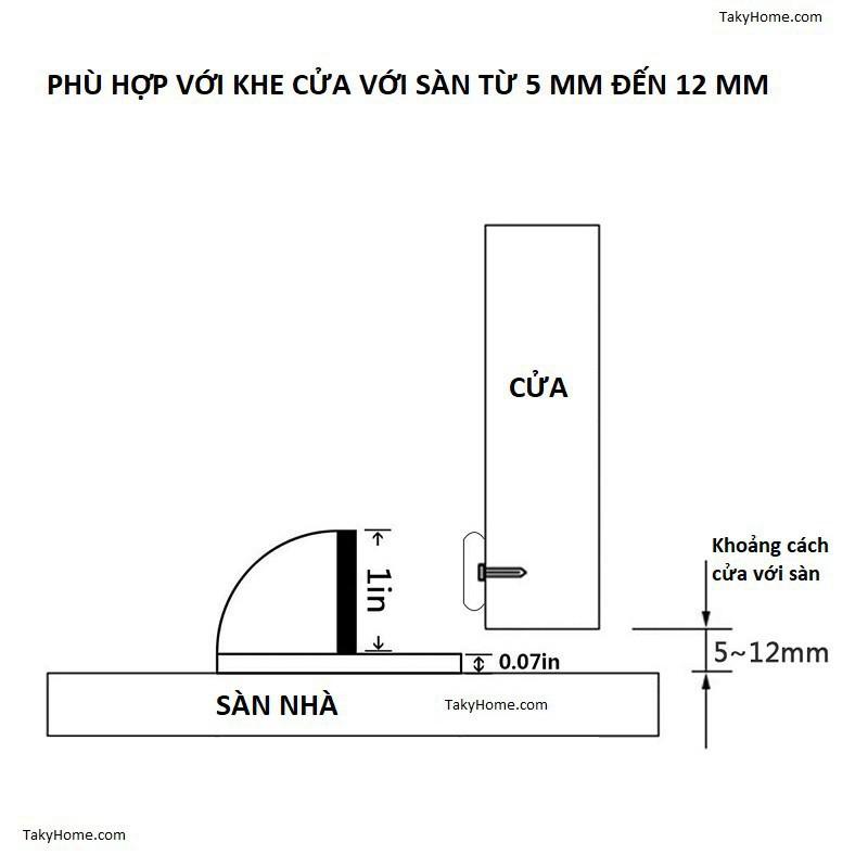 Chặn Cửa Bán Nguyệt, Chặn Cửa Nam Châm, Nhiều Màu Sắc Lựa Chọn, Sử Dụng Miếng 3M Dán Sàn, Không Bắt Vít. Kingler 1200