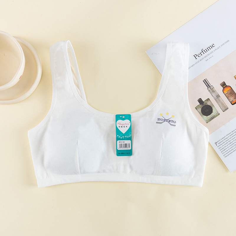 Áo Lót Nữ Áo Lá Học Sinh Cotton Trơn Mút Liền Thông Hơi Cài Sau 3 Móc 1387