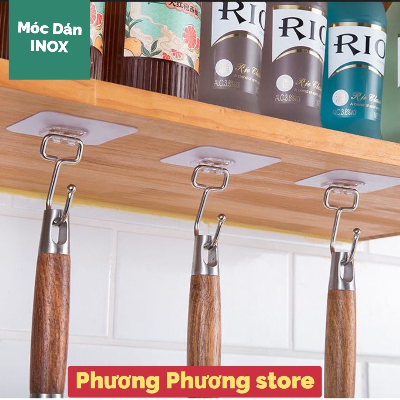 Móc Dán Tường Cao Cấp , Móc Dính Tường Treo Đồ Nặng Siêu Dính Inox 304 - Treo Thớt, Nồi Niêu Xong Chảo, Treo Đồ Đa Năng