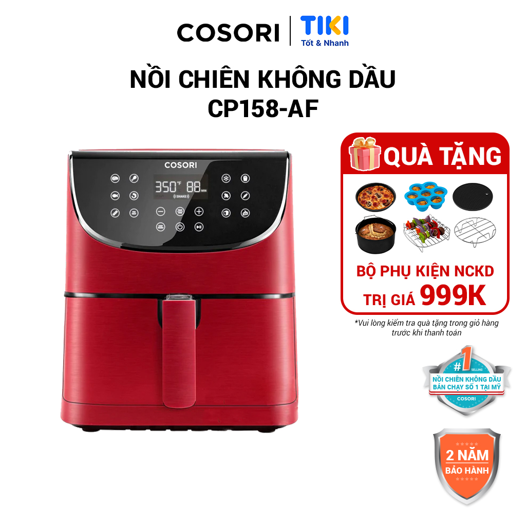 Nồi Chiên Không Dầu 5.5L COSORI CP158-AF Màu Đỏ - Hàng Chính Hãng