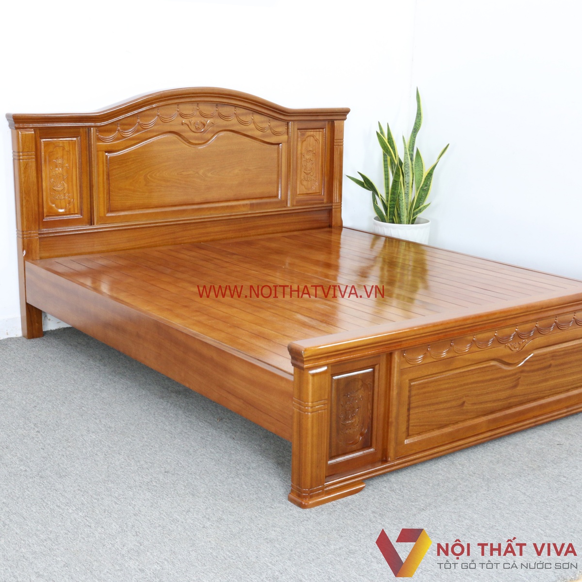 Giường Ngủ Gỗ Xoan Đào Tự Nhiên Vạt Phản Chạm Hoa Văn Đẹp Tinh Tế