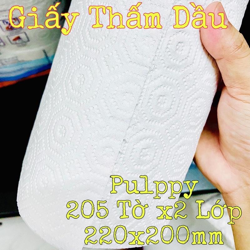 Giấy Thấm Dầu Đa Năng Pulppy 205 Tờ x2 Lớp x2Cuộn Giáy Bếp