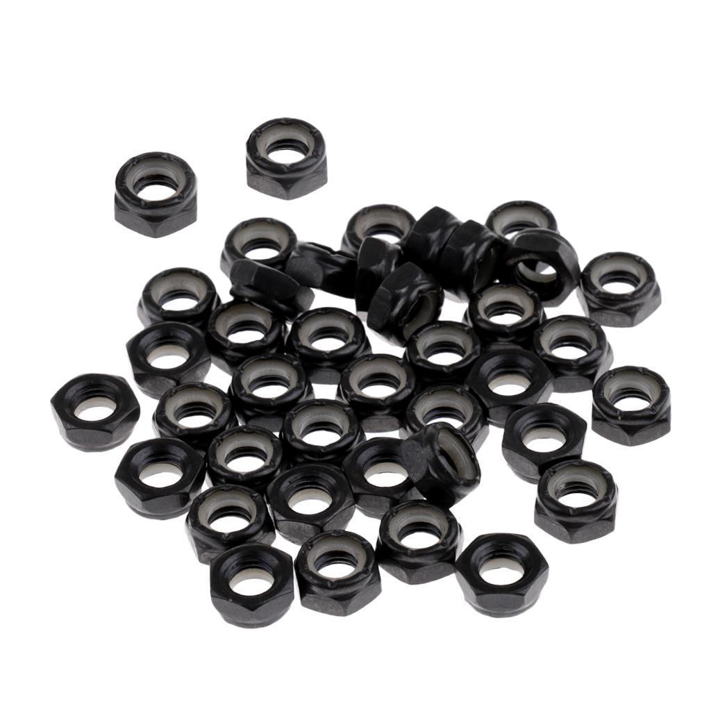 40 Pcs Skateboard Longboard Truck Wheels Axle Nuts + 40 pcs Bearing Spacers