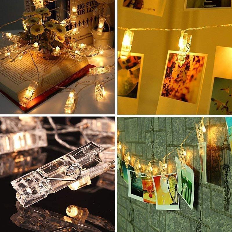 Dây Đèn Led 40 Kẹp Ảnh Chống Thấm Nước Trang Trí Nhà Cửa