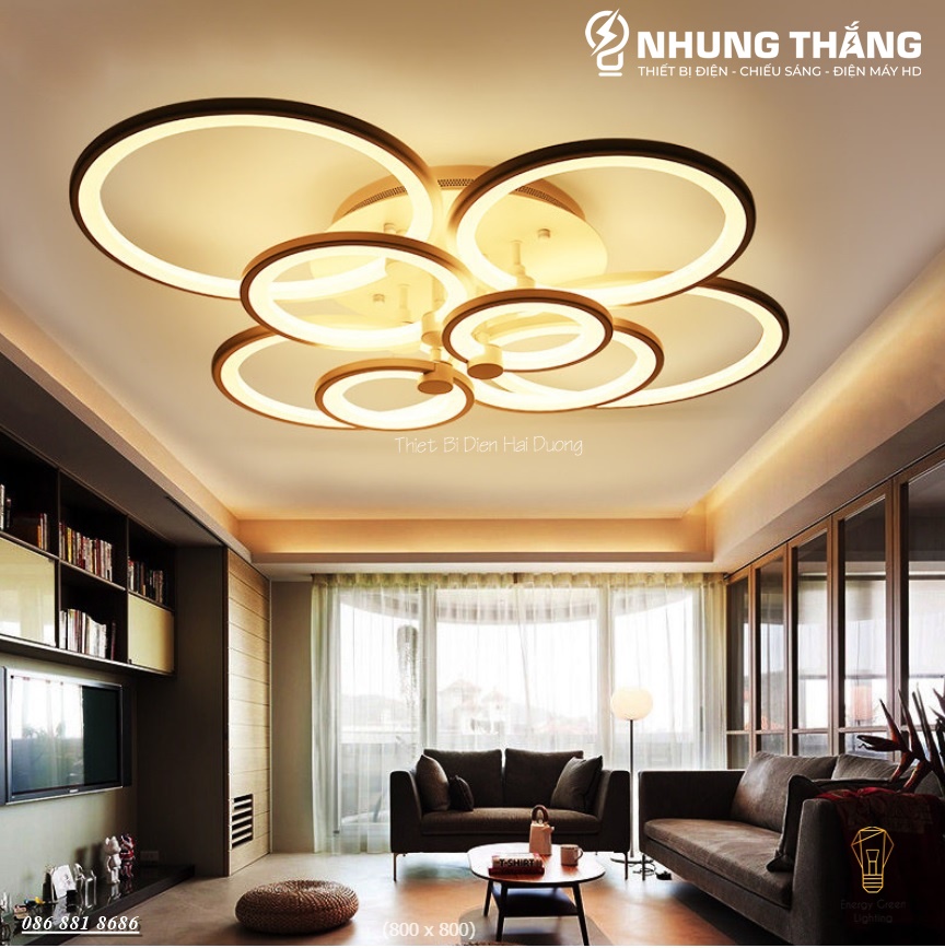 Đèn LED ốp trần Decor hình tròn NT030 - 3 Chế Độ Ánh Sáng - Tăng Giảm Ánh Sáng - Điều Khiển Từ Xa - Kết Nối Điện Thoại - Có Video