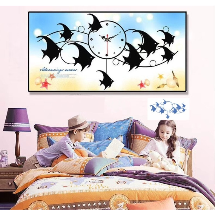 TRANH ĐÍNH ĐÁ ĐỒNG HỒ 90x50CM - TỰ ĐÍNH