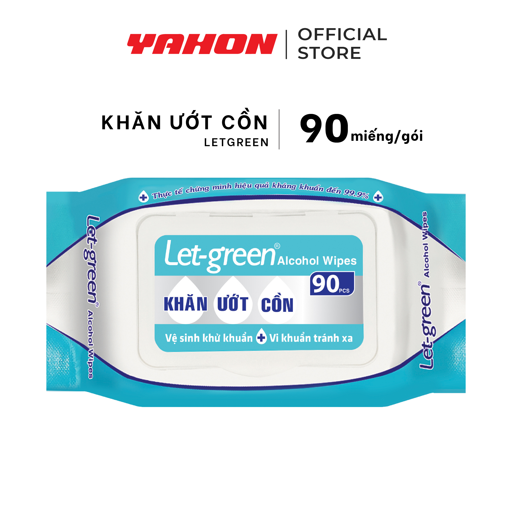 Combo 12 Bao Khăn Ướt Cồn LET-GREEN, 90 Miếng/Bao