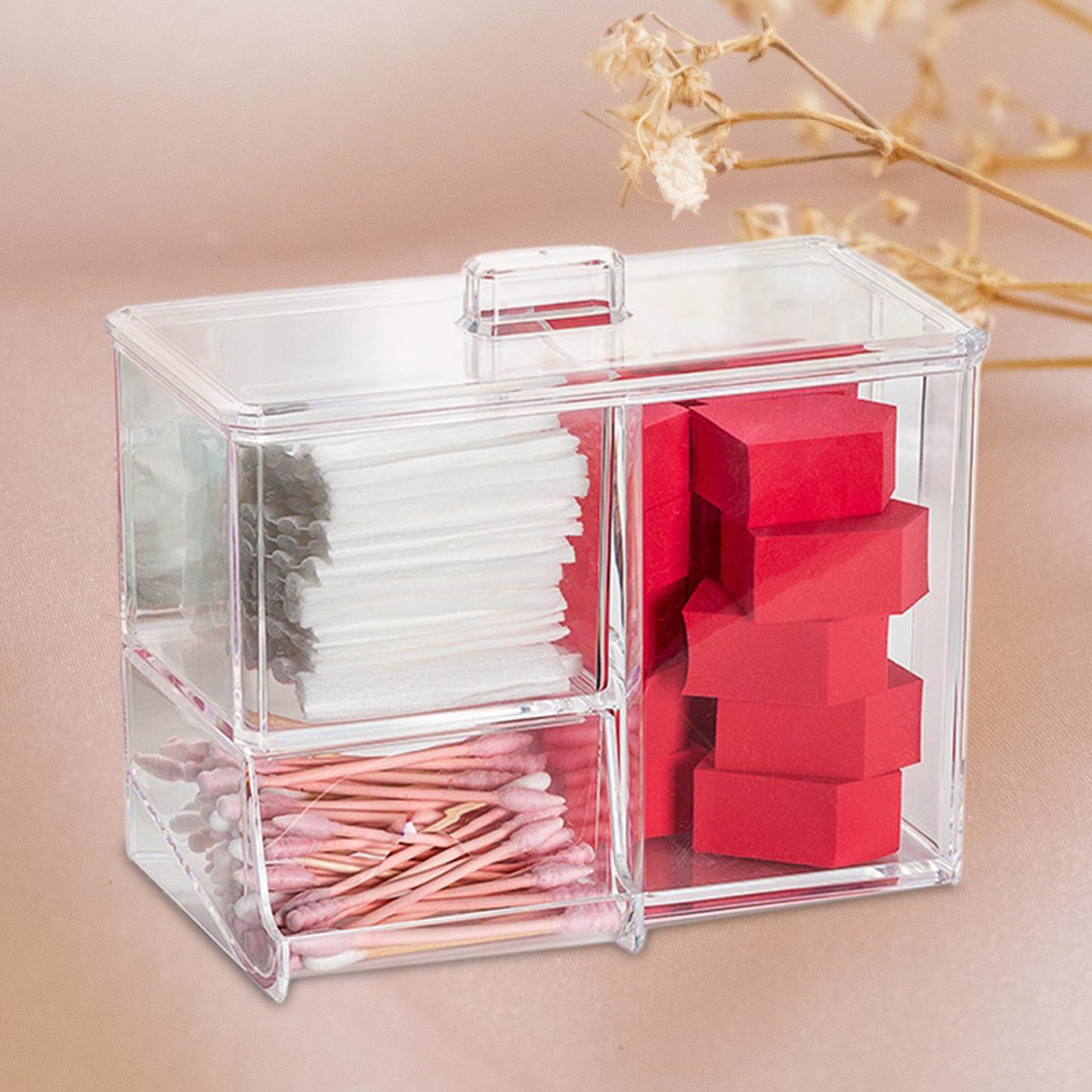 Holder, Vanity Organizers Swab Balls Box Container Tool Dispenser with Lid for Storage