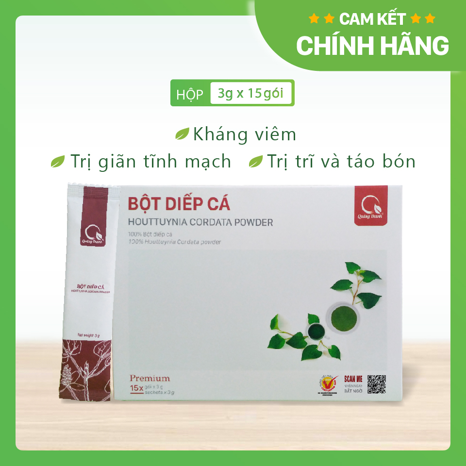 [CHÍNH HÃNG] Bột Diếp Cá Quảng Thanh 100% Nguyên Chất Sấy Lạnh - Hỗ trợ táo bón, trĩ, mát gan, giảm mụn - Hộp tiện lợi 