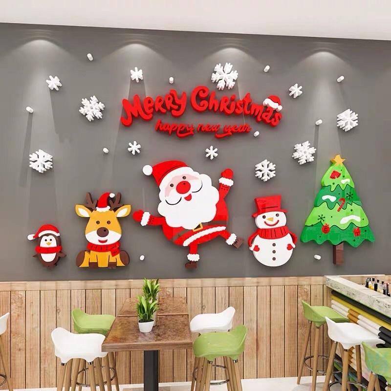 Decal dán tường mica 3D - TRANG TRÍ NOEL, GIÁNG SINH chất liệu cao cấp dán mọi bề mặt, trang trí cửa hàng, cửa kính