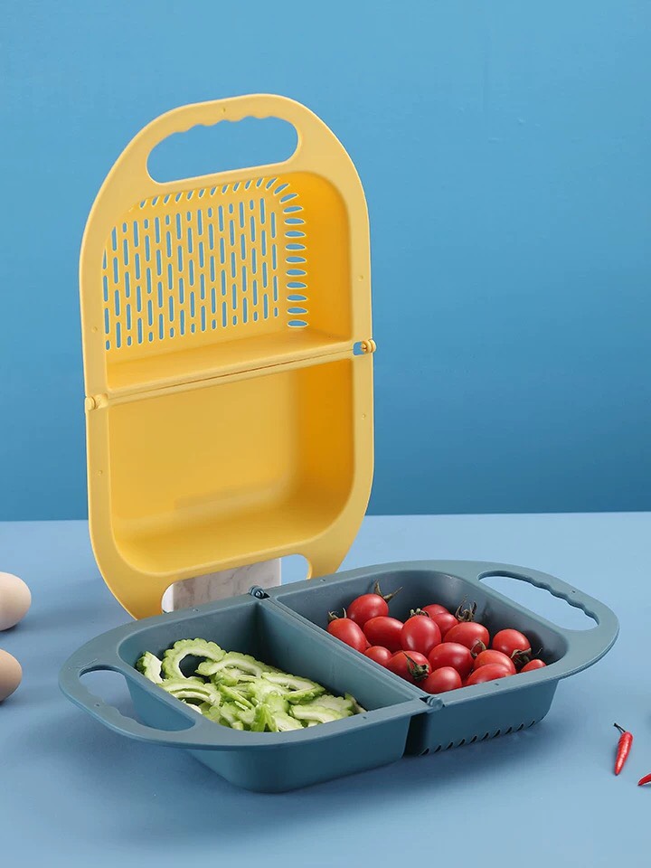 COMBO Rổ Nhựa 2in1 Có Thể Gấp Gọn Đa Chức Năng Cho Gia Đình + Móc Treo - Tặng 1 khăn lau bếp hình vịt