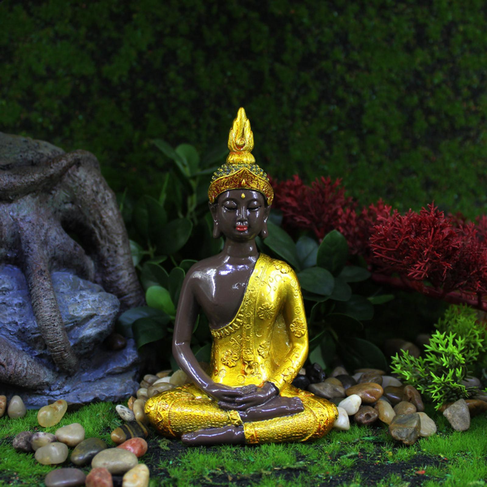 Thai Seated Buddha Statue Serene Meditating Feng Shui for Office Tabletop