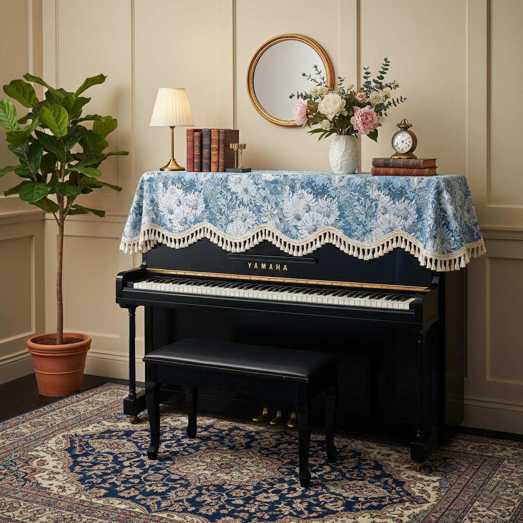 Khăn phủ đàn piano cơ đàn piano điện tử 88 phím sang trọng cổ điển giáng sinh noel năm mới Tết - Hàng chính hãng