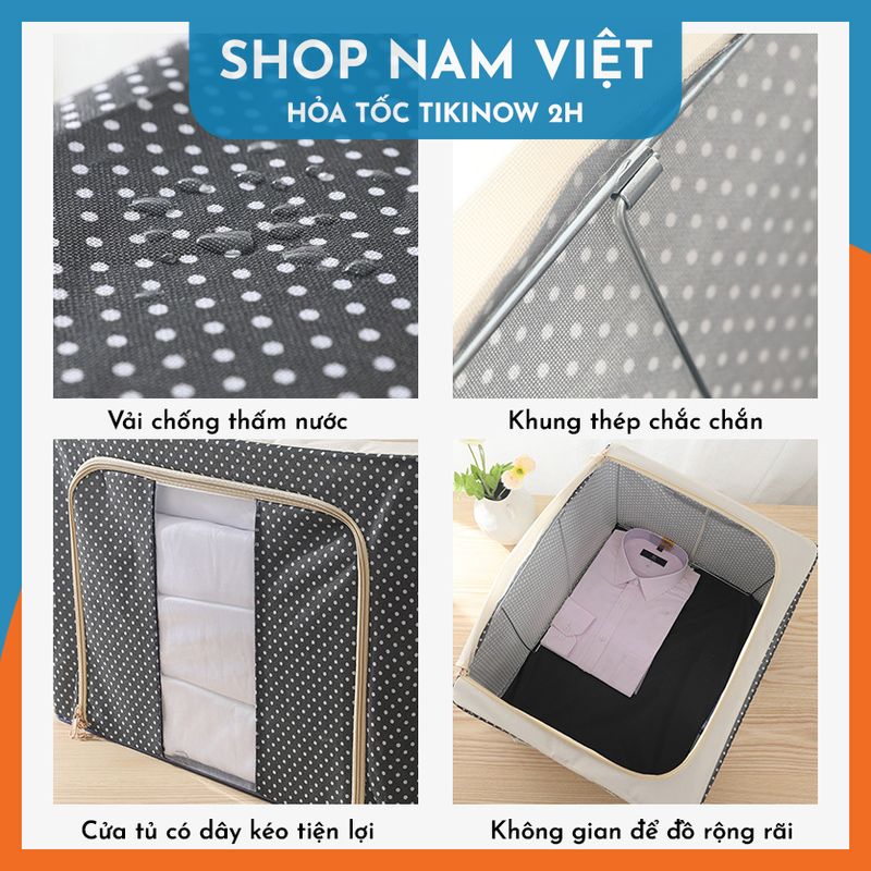 Hộp Vải Đa Năng Gấp Gọn Có Khung Thép Nhiều Hoa Văn - Chính Hãng NAVIVU