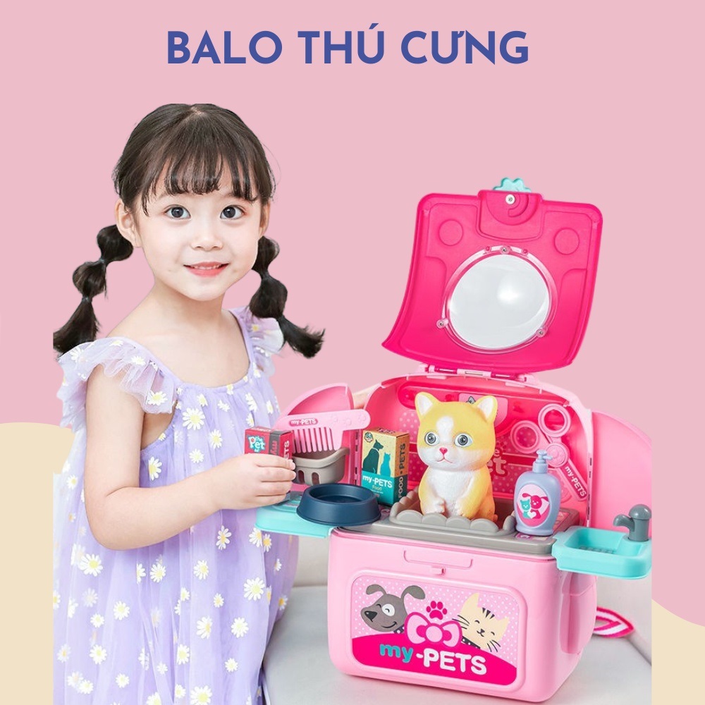 Balo thú cưng đồ chơi cho bé gái trai tập chăm sóc chữa bệnh cho chó mèo động vật nuôi, quà tặng sinh nhật cho bé