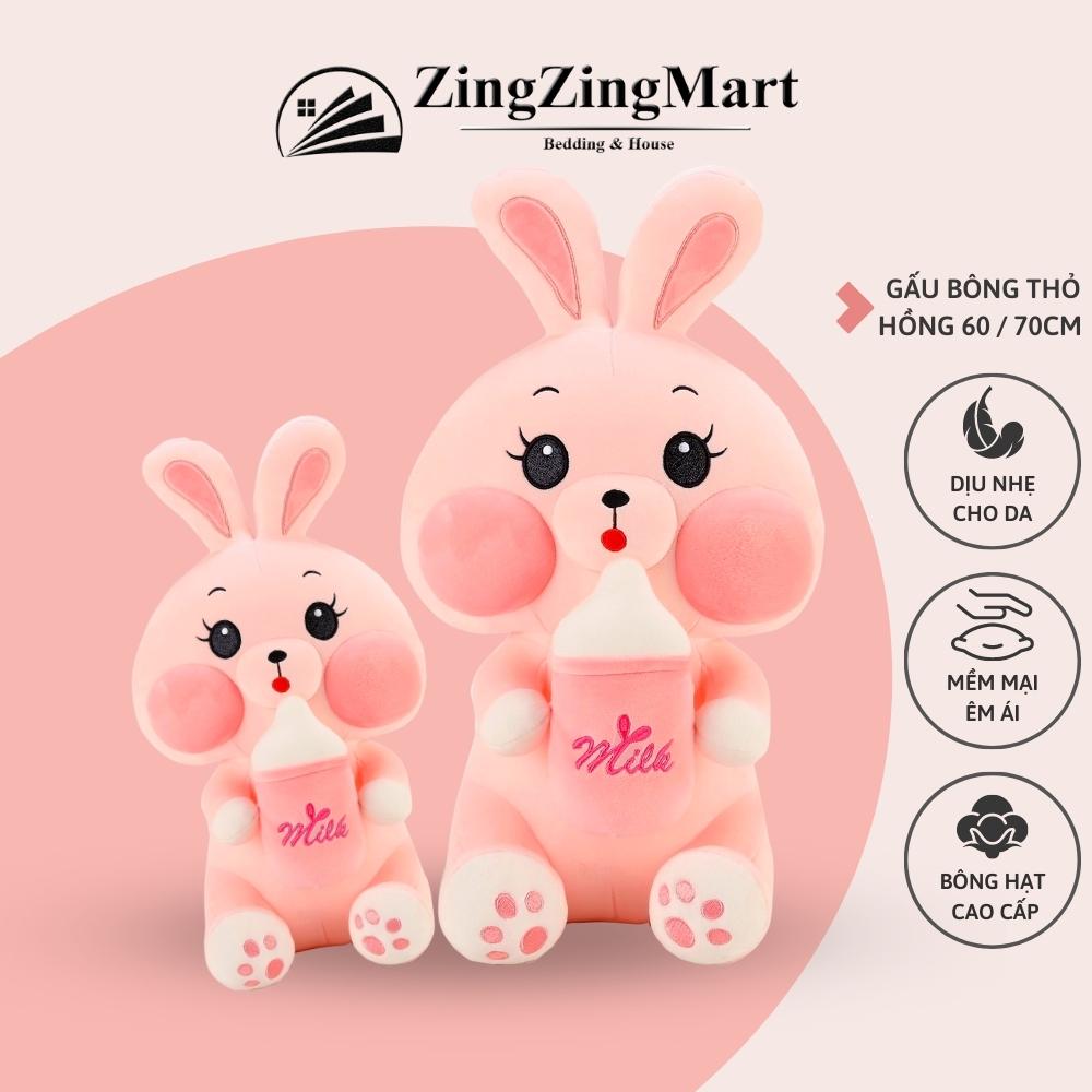 Thỏ Ôm Sữa Nhồi Bông Siêu Dễ Thương - Gấu Bông Cho Bé - ZingZingMart Bedding &amp; House