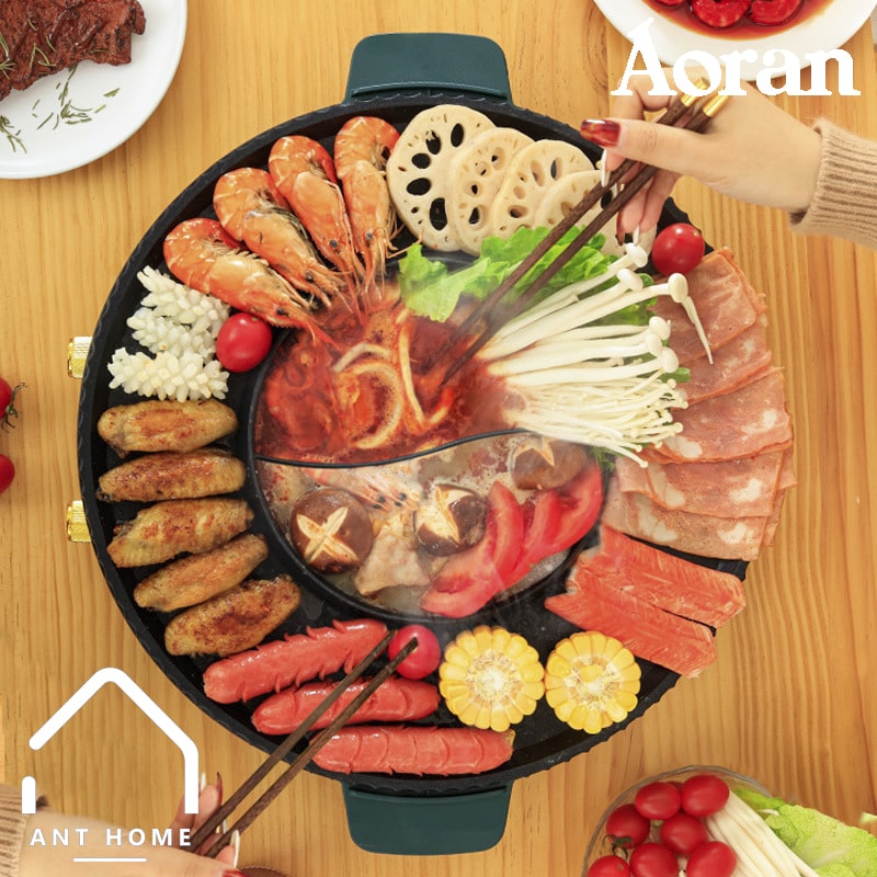 Nồi Lẩu Nướng Đa Năng 2 Trong 1 Aoran size to