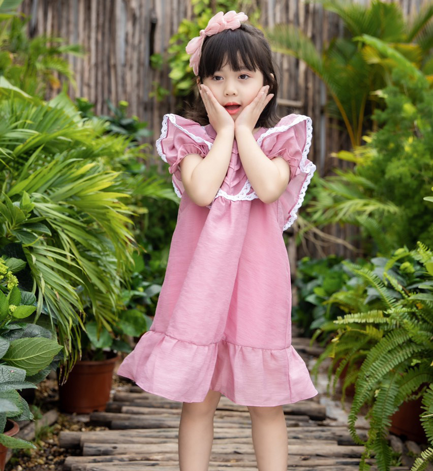 Váy bé gái mùa hè suông hồng dễ thương DA221