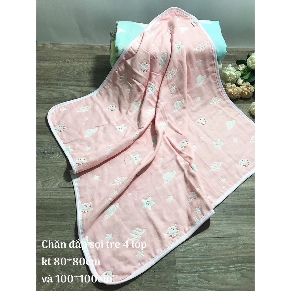 CHĂN/KHĂN 4 LỚP IN HÌNH 2 MẶT DÙNG ĐẮP CHO BÉ 80X80CM