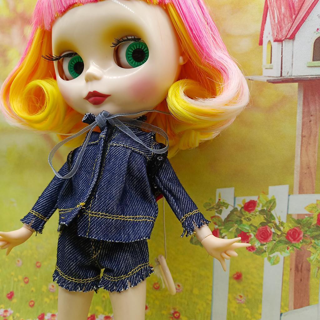 2-4pack Stylish Denim Costume Set Tops Coat & Trousers Pants Outfits For Blythe