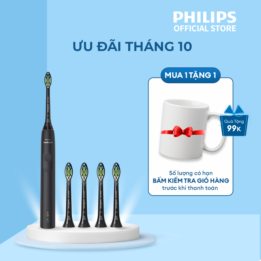 Bàn chải điện Philips Sonicare HX3671/54 + 4 đầu thay thế HX6064/96  (combo 12 tháng) bảo hành 2 năm