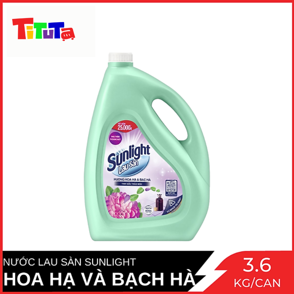 Nước Lau Sàn Sunlight Tinh Dầu Thảo Mộc Hoa Hạ &amp; Bạc Hà 3.6Kg