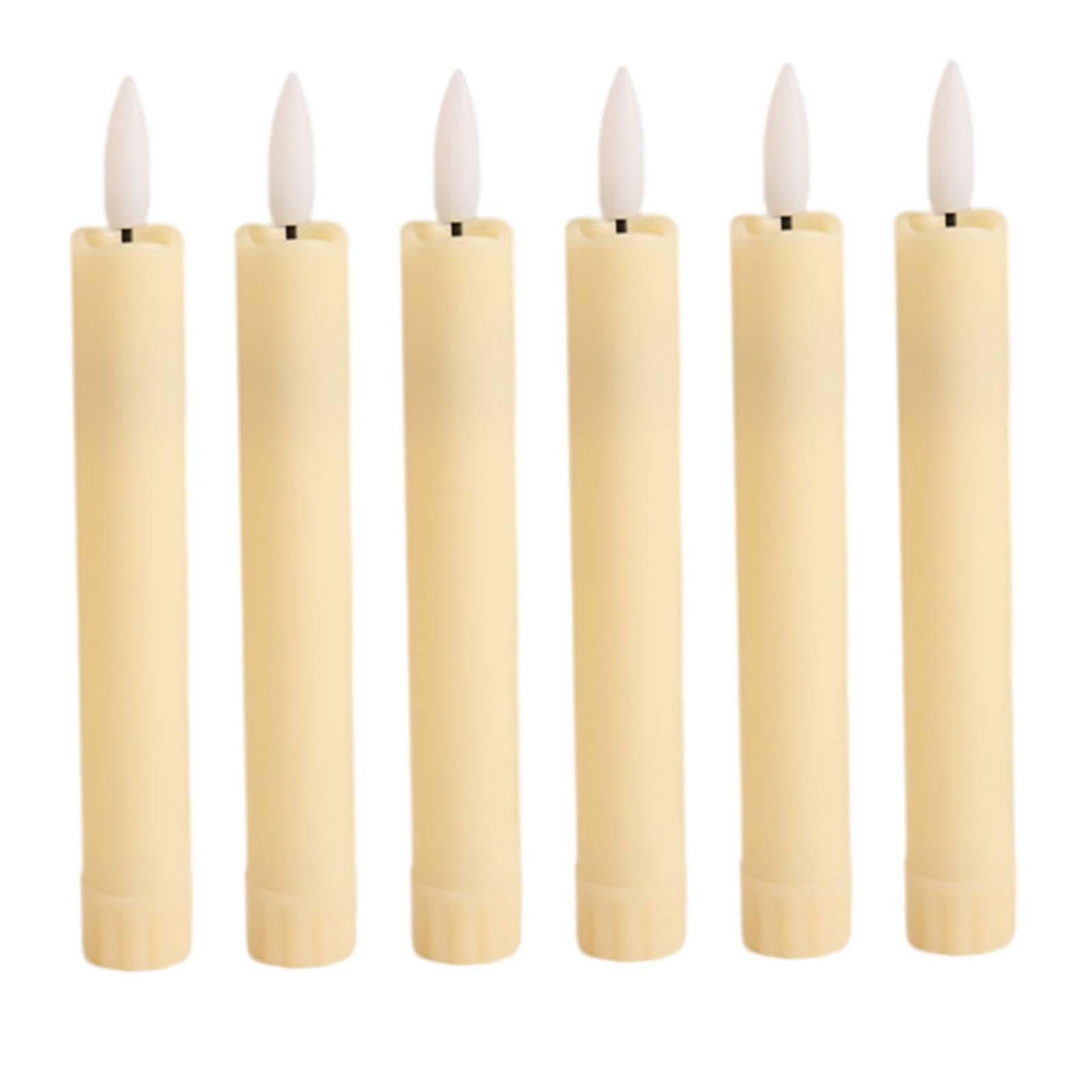 6x LED Pillar Candles Decorative Candles Electric Candles Decoration 3D Wick Candles Flicker Taper Candles for Birthday Hotel Party Festival