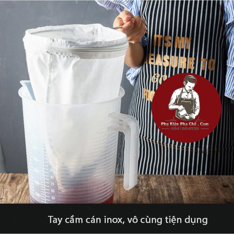 Vợt Lọc Trà Cán Inox, Túi Vải Lọc Trà