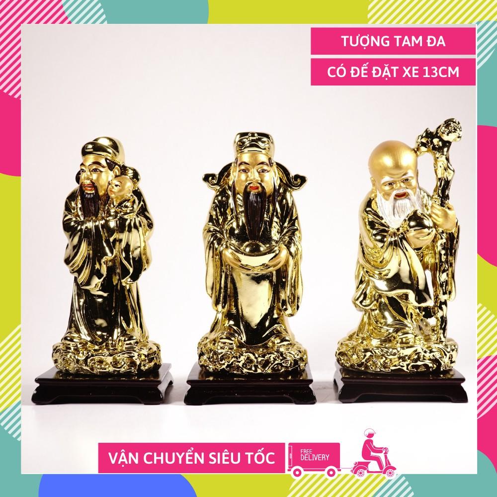 Bộ tượng Tam Đa Phúc Lộc Thọ cầu tài lộc mạ vàng - Cao 13cm