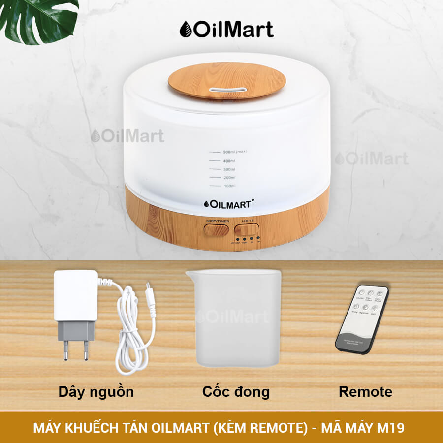 Máy Khuếch Tán Tinh Dầu Oilmart Trụ Sữa - 12W 500ml (Kèm Điều Khiển)