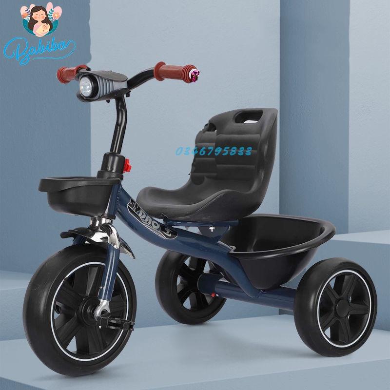 Xe đạp 3 bánh cho bé Babibo Kids Xe 3 bánh có ghế da và hộp đựng đồ đằng sau phong cách cho bé từ 1 đến 7 tuổi