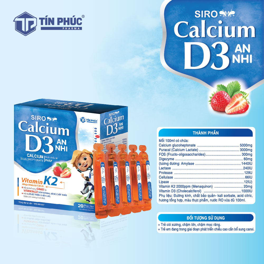 Siro Calcium &amp; D3 An Nhi - Hỗ trợ phát triển chiều cao, bổ sung canxi