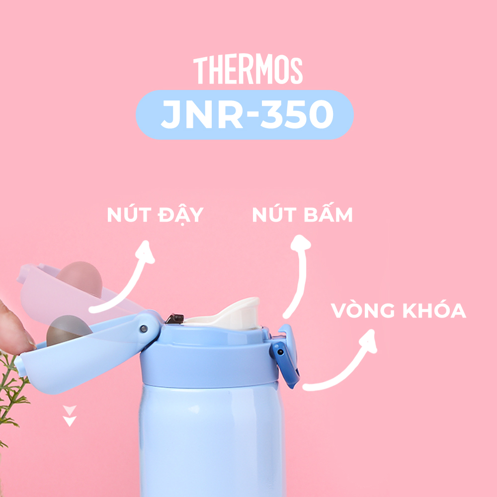 Bình giữ nhiệt Nhật Bản inox Thermos nút bấm 350ml JNR 350 - Hàng chính hãng - Light Blue