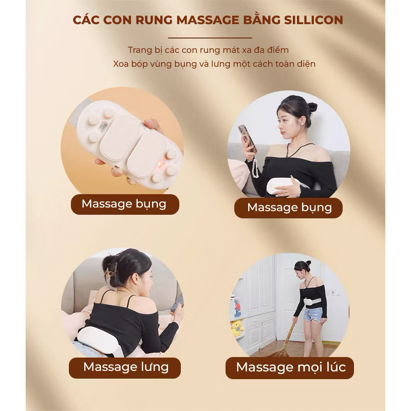 Đai Chườm Nóng Bụng Kinh FAN HOME, Máy Làm Ấm Bụng Kinh, Đai Làm Ấm Giảm Đau Bụng Kinh- Rung Massage Làm Nóng Nhanh