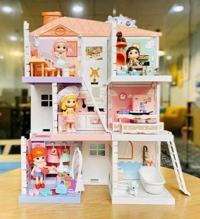 Ngôi nhà búp bê mô hình diy cho bé tư duy sáng tạo