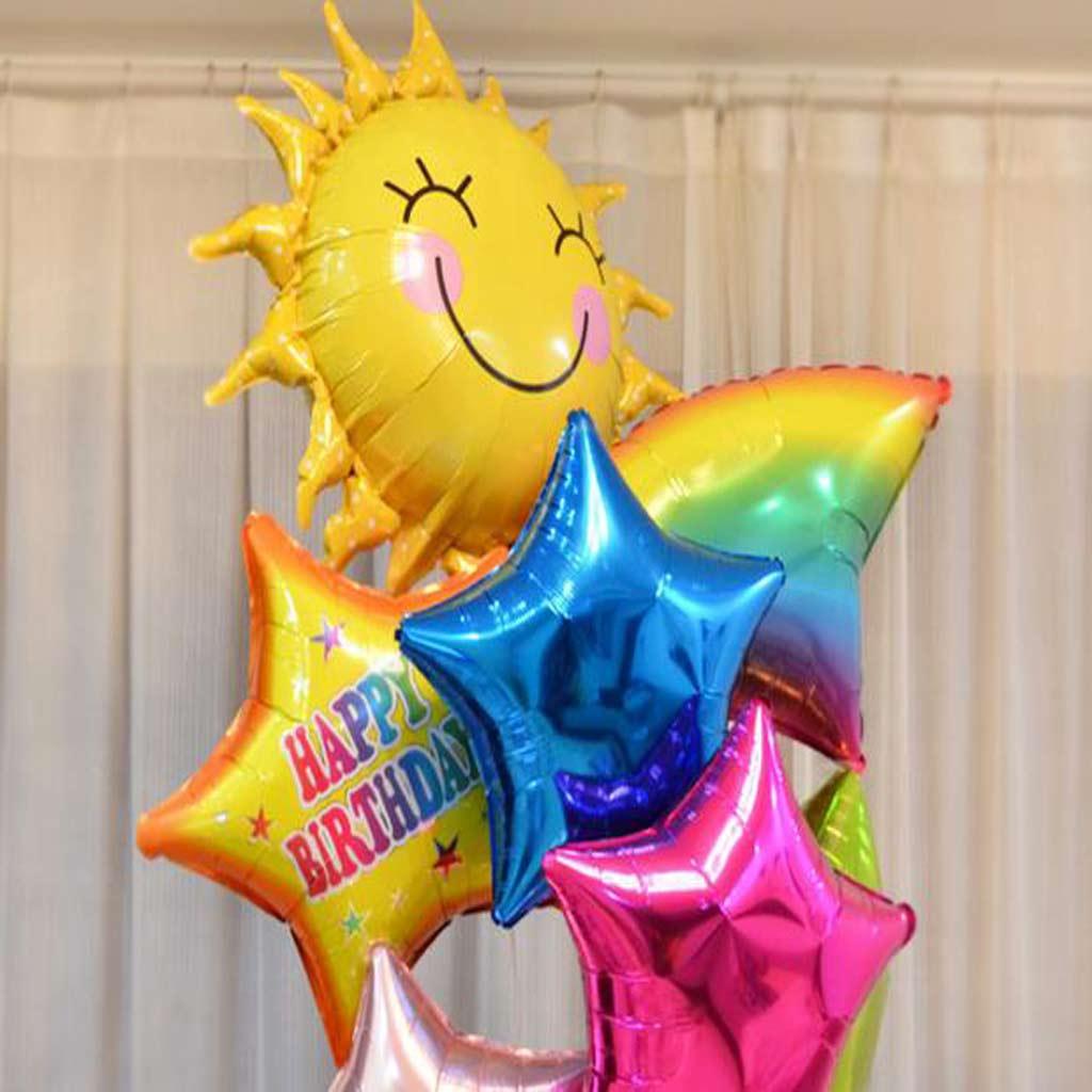 5 Cái Nắng Smile Viền Nhôm Mylar Bóng Cưới Sinh Nhật Tặng Ủng Hộ