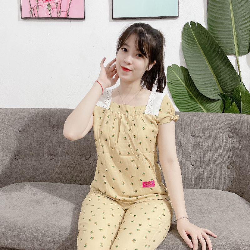 Đồ bộ cổ vuông phối ren xinh